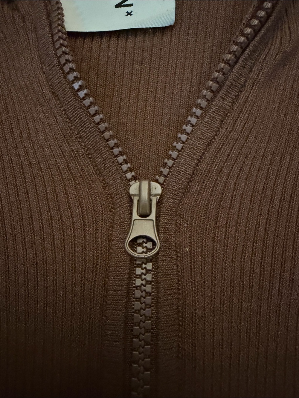 ASOS COLLUSION Espresso Brown Ribbed Zip Up Crop Top - Picture 5 of 8